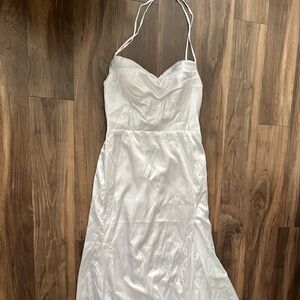 Wchecalino Amazon Elegant White Satin Dress size 14 new (check last photo)